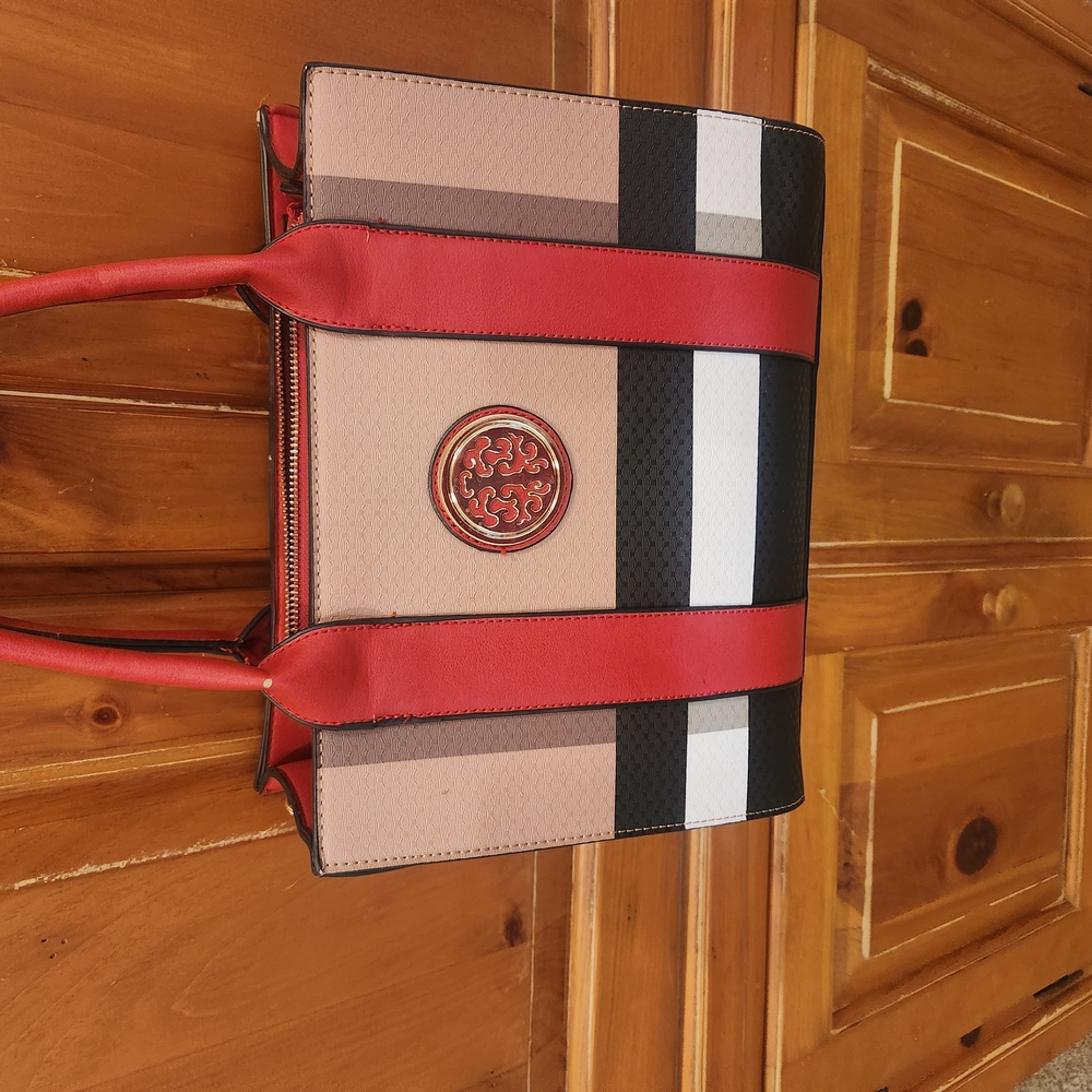 Elegant Red and Black Handbag